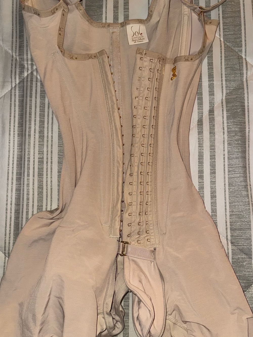Sol Women's Nude Shapewear Bodysuit with Front Hooks